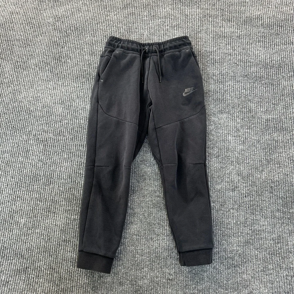 Nike Boys Tech Fleece Joggers M Black Tapered Athletic Sweatpants
